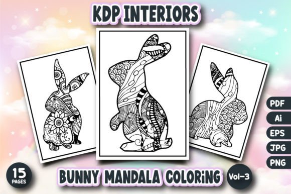Bunny Mandala Coloring Vol-3 for Kdp Interiors & Crafts