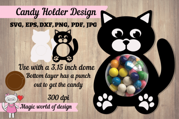 Cute Lovely Black Cat Candy Holder Svg for Crafts & Content