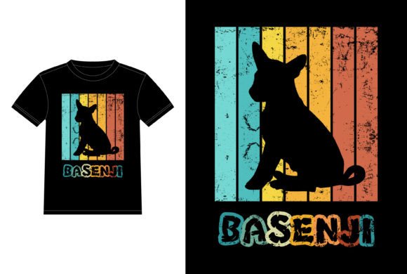 Funny Basenji Vintage Retro Sunset: Premium T-Shirt Designs
