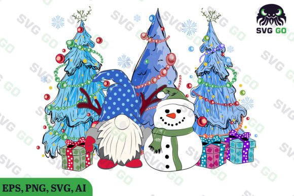 Gnome and Snowman Winter Christmas Tree for Crafts