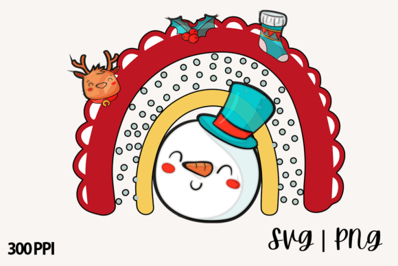 Hand Drawn Christmas Rainbow PNG SVG