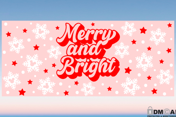 Merry and Bright 16oz Libbey Glass Wrap for Print Templates