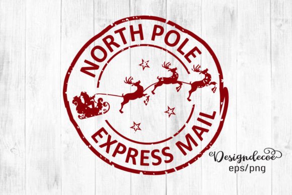North Pole Express Mail Santa Stamp for Logos