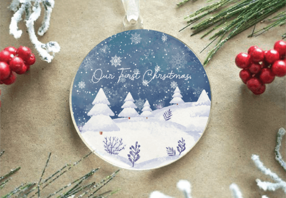 Our First Christmas Winter Snow Backgrou for Crafts