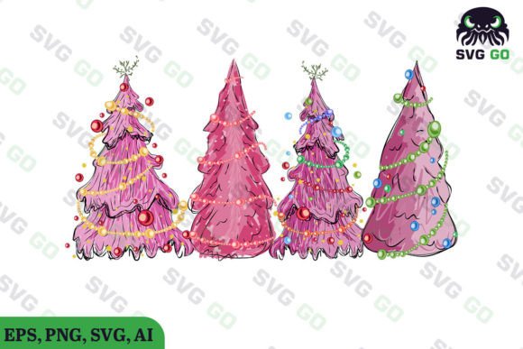 Pink Christmas Tree Sublimation SVG for Crafts