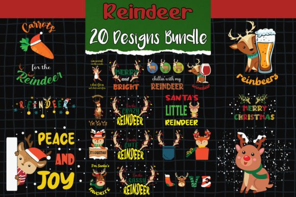 Reindeer SVG 20 Designs for Crafts and Commercial Use