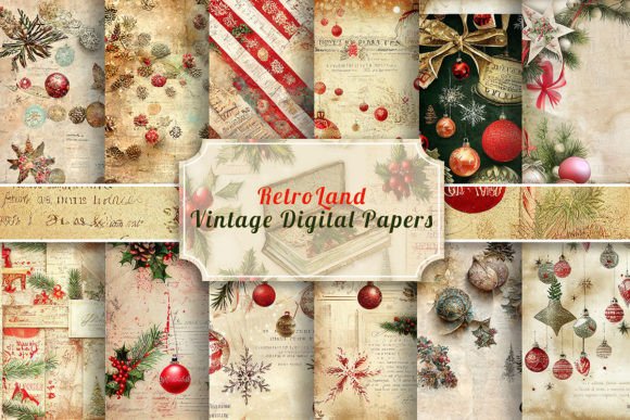 RetroLand Vintage ChristmasDigital Paper Textures Review