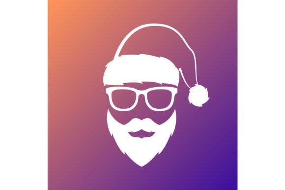 Santa Claus with Mustache and Beard: Icons for Festive Crafts