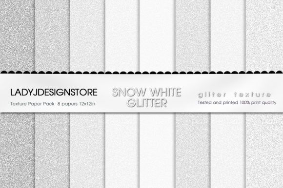 WHITE GLITTER Digital Papers 8 Glitter T Patterns