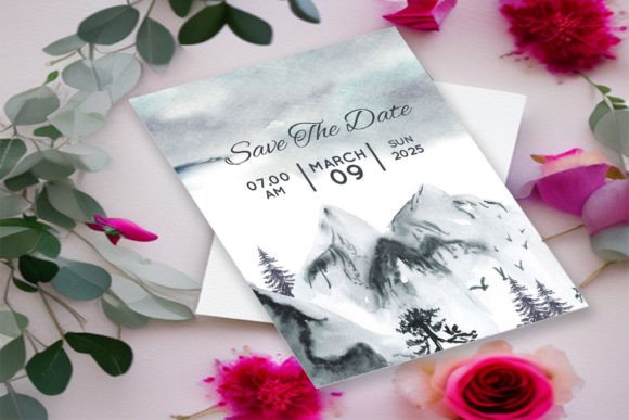 Winter Green Landscape Wedding Card & Print Templates Review