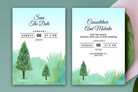 Winter Mountain Pine Tree Wedding Card & Print Templates Review